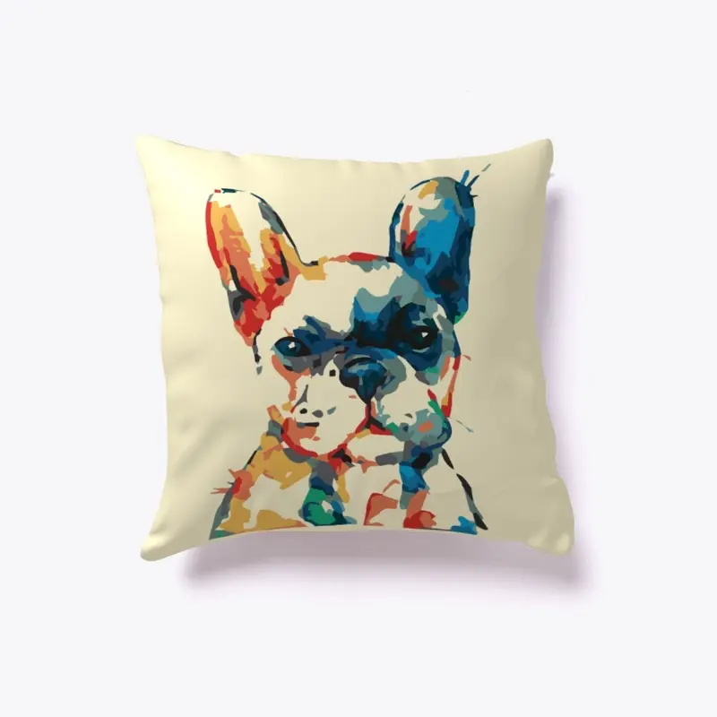 Cute Colorful Bulldog Pillow 