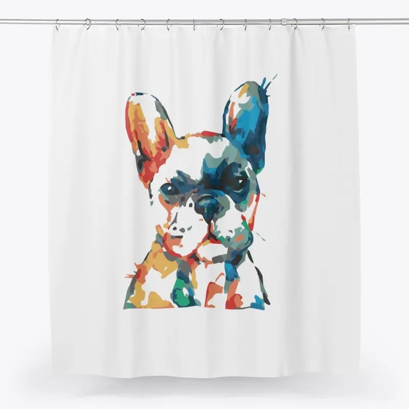 Colorful Frenchie Shower Curtain